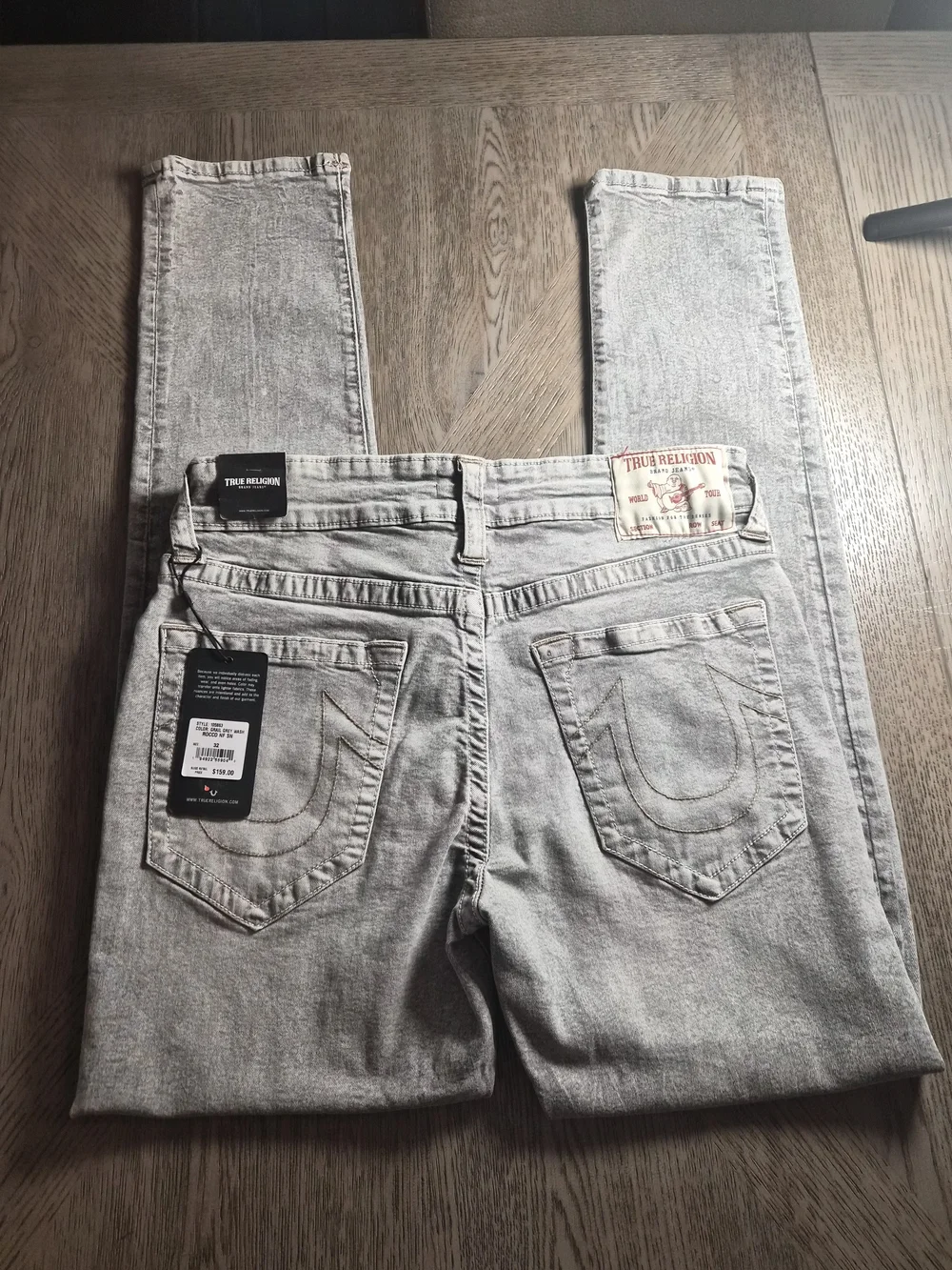 True Religion Light Gray Straight Denim Jeans